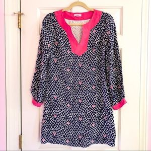 Lilly Pulitzer Navy and Pink Long Sleeve Dress